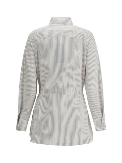 Fendi Contrasting Striped Cotton-silk Blouson In White