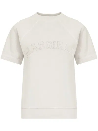 Maison Margiela Logo-print Cotton Sweatshirt In Beige