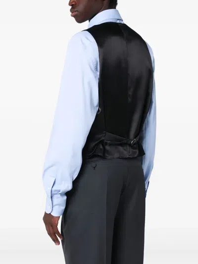 Valentino Virgin Wool Waistcoat In Grey