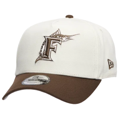 New Era Miami Marlins  Marlins 9forty A-frame Cap In White/walnut