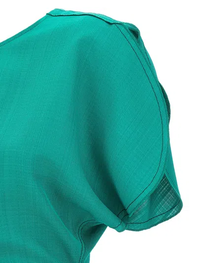 Victoria Beckham Gathered Waist Midi Dress In Green