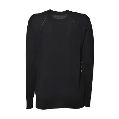 Shop Jil Sander Black Wool Oversized Crewneck Sweater