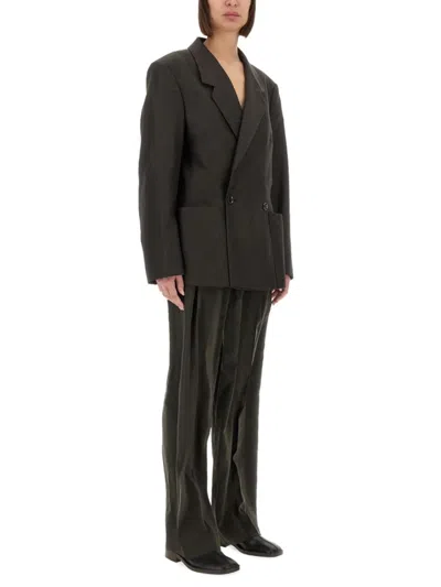 Lemaire Tailored Double Breasted Jacket In Brown