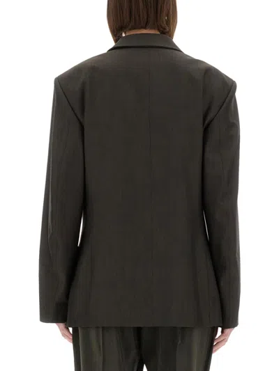 Lemaire Tailored Double Breasted Jacket In Brown