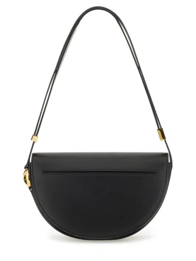Patou Leather Shoulder Bag With Adjustable Strap In Black