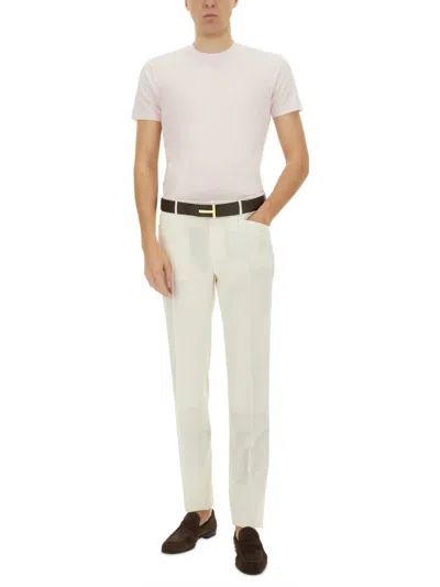 Tom Ford Placed Rib Slim-fit Lyocell And Cotton-blend T-shirt In White