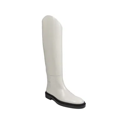Jil Sander White Leather Knee-high Boots In White