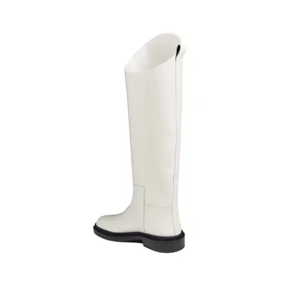 Jil Sander White Leather Knee-high Boots In White