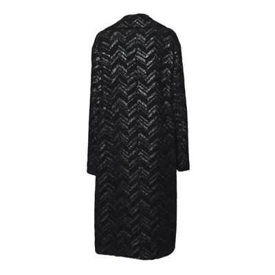 Missoni Black Bouclé Knit Coat With Lame Chevron In Black
