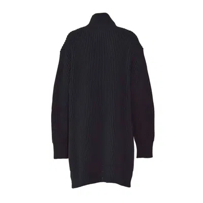 Jil Sander Black Ribbed Wool Turtleneck Sweater In Black