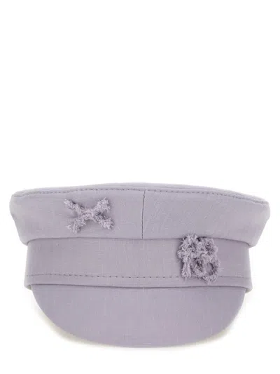 Ruslan Baginskiy Distressed Flat Top Cap With Short Brim In White