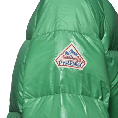 Pyrenex Green Nylon Sten Shiny Puffer Jacket With Hood In Green