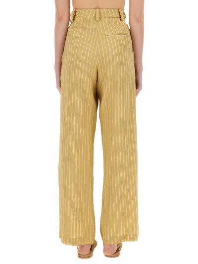 Alysi Striped Satin Tailored Pants In Brown