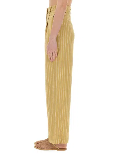 Alysi Striped Satin Tailored Pants In Brown