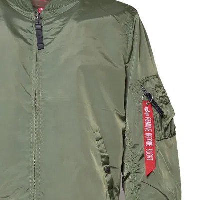 ALPHA INDUSTRIES ALPHA INDUSTRIES MA-1 TT BOMBER JACKET IN GREEN NYLON 
