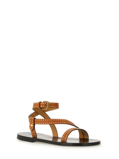 Isabel Marant Slide Sandals With Braided Design And Flat Sole In Brown