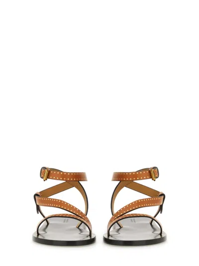 Isabel Marant Slide Sandals With Braided Design And Flat Sole In Brown