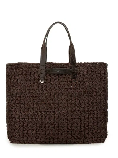 Dolce & Gabbana Crochet Tote Bag Woven Texture In Black