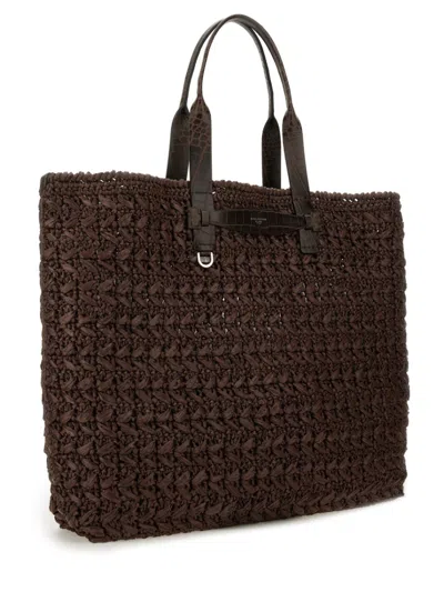 Dolce & Gabbana Crochet Tote Bag Woven Texture In Black