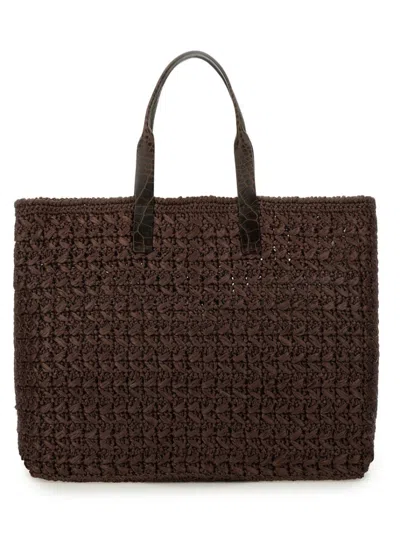 Dolce & Gabbana Crochet Tote Bag Woven Texture In Black