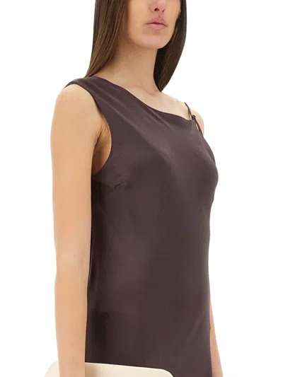 Shop Alysi "liquid Satin" Asymmetrical Dress In Grey