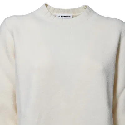 Jil Sander Cream Wool Boxy Crewneck Sweater In Gray