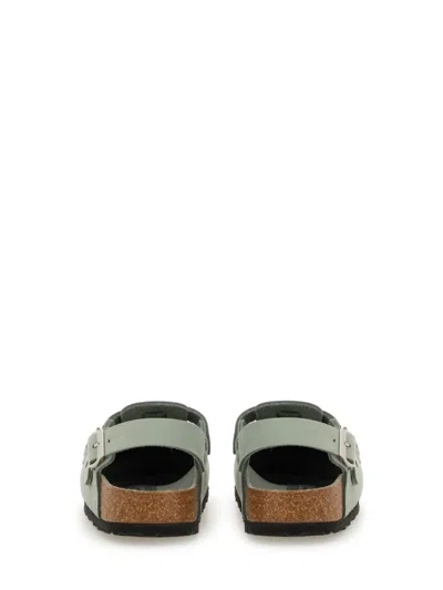 Birkenstock 'tokio' Light Blue Mules With Buckles On The Front And Back In Grey