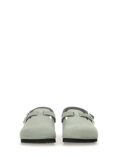 Birkenstock 'tokio' Light Blue Mules With Buckles On The Front And Back In Grey