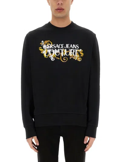 Shop Versace Jeans Couture Relaxed Fit Sweatshirt In Black