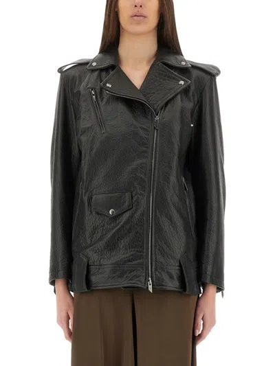 Salvatore Santoro Classic Biker Jacket With Zip Closure In Black