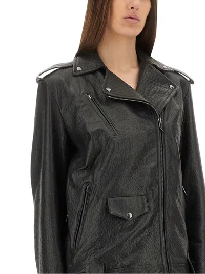 Salvatore Santoro Classic Biker Jacket With Zip Closure In Black