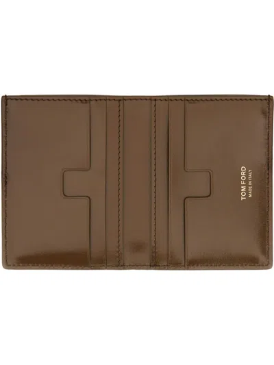 Tom Ford Small Snake Embossed Leather Folding Cardholder In Brown