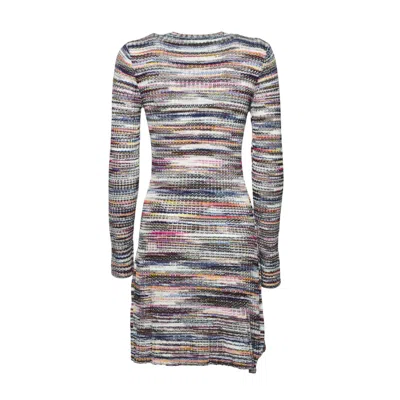 Missoni Multicolor Ribbed Wool And Viscose Flamed Mini Dress In Grey