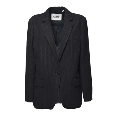 Isabel Marant Étoile Navy Striped Wool Charlyne Jacket In Black