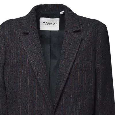 Isabel Marant Étoile Navy Striped Wool Charlyne Jacket In Black