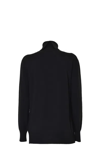 Jil Sander Black Wool Turtleneck Sweater In Black