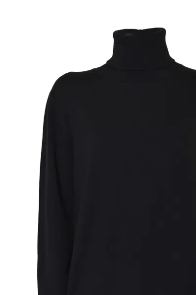 Jil Sander Black Wool Turtleneck Sweater In Black