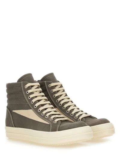 Rick Owens Drkshdw Drkshdw By Rick Owens High-top Sneakers With Calf Leather Accents In Grey