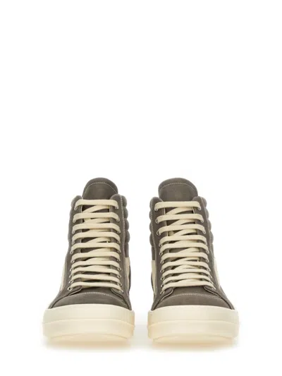 Rick Owens Drkshdw Drkshdw By Rick Owens High-top Sneakers With Calf Leather Accents In Grey