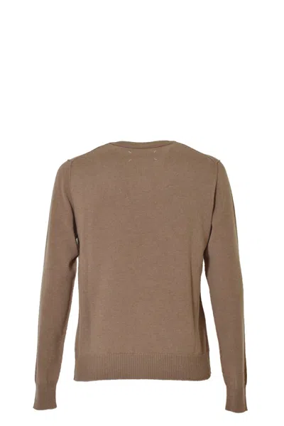 Maison Margiela Camel Cashmere Crewneck Sweater In Neutrals