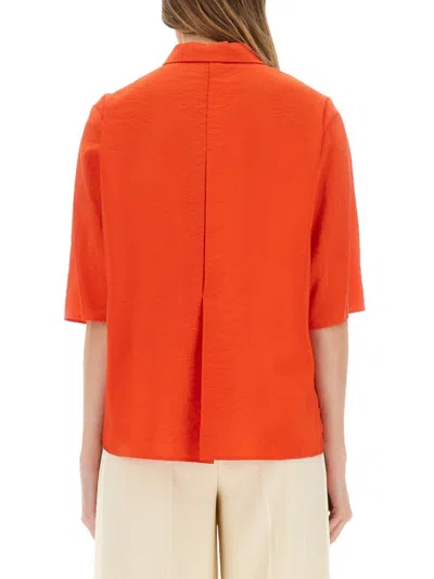 Shop Alysi Silk Blend Oversized Shirt In Red
