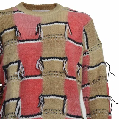 Marni Multicolor Intarsia Pattern Mohair Blend Sweater In Neutrals