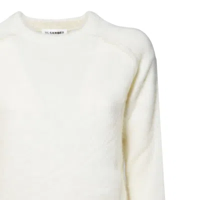 Jil Sander Cream Mohair Wool Crewneck Sweater In White