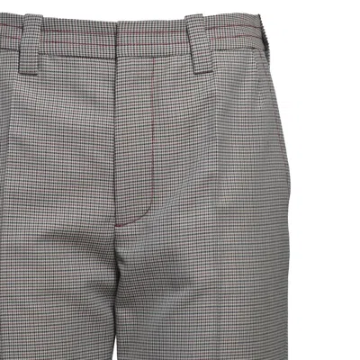Marni Multicolor Houndstooth Wool Blend Straight Pants In Grey