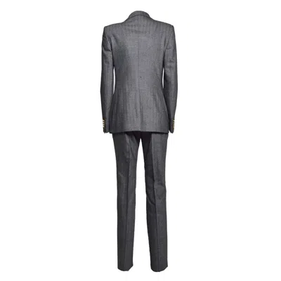 Tagliatore Grey Houndstooth Wool And Cashmere Paris Set In Grey