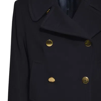 Tagliatore Blue Cashmere And Wool Blanche Coat In Black
