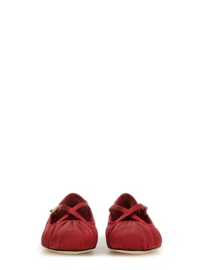 Dolce & Gabbana Ballerinas Satin Leather Sole In Red