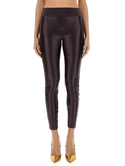 Versace Jeans Couture Leggings With Logoed Band In Black