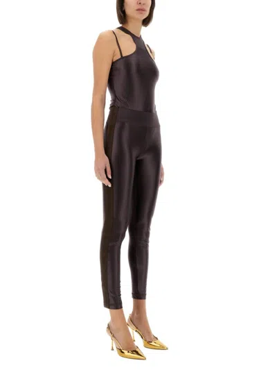 Versace Jeans Couture Leggings With Logoed Band In Black