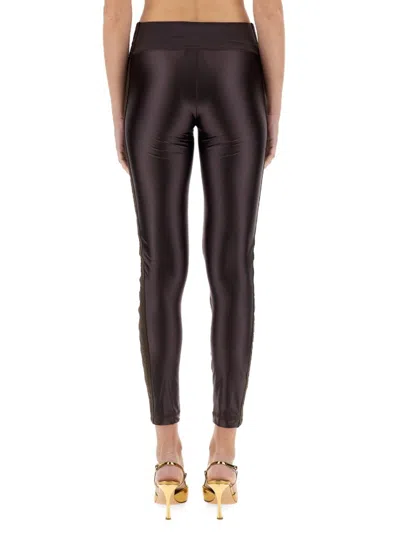 Versace Jeans Couture Leggings With Logoed Band In Black